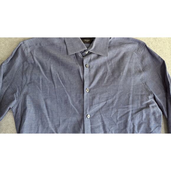 Paul‎ Smith Men Dress Shirt Size 38 Byard Solid Blue Button Up Preppy Italy Work - Picture 2 of 10
